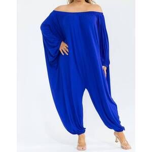 NEW KAREN T DESIGN long sleeve harem jumpsuit - plus in blue